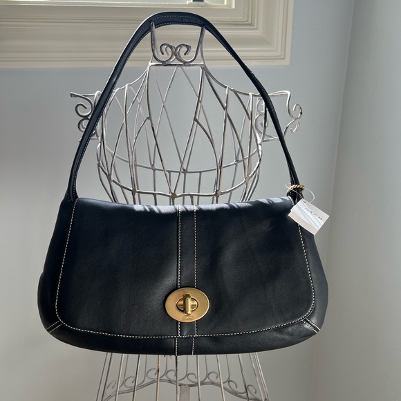 Brand new black leather coach handbag